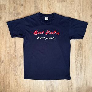 Vintage Anvil Bad Data Isn’t Pretty Graphic T-Shirt Navy Blue Large Internet